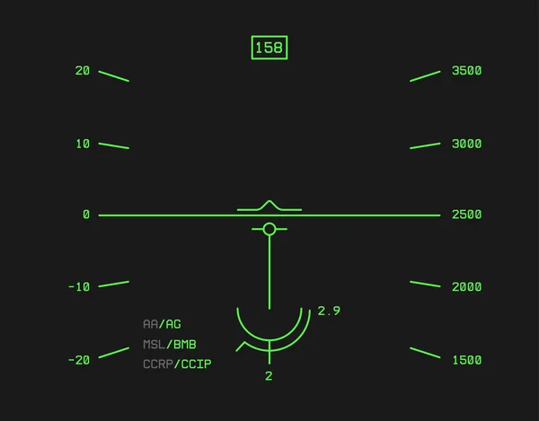 现代超音速战斗机飞行员接口在孤立的背景 飞机游戏的资产 — 图库矢量图片