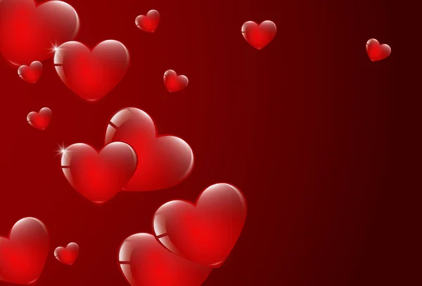 Tarjeta Romántica Con Corazones Rojos Vector — Vector de stock