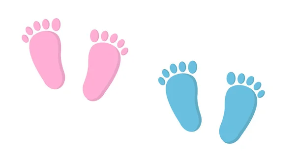 Baby Foot Print Isolated White Background Little Feet Boy Girl — Stockvector