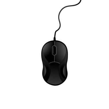 Black computer mouse on a white background. Vector illustration
