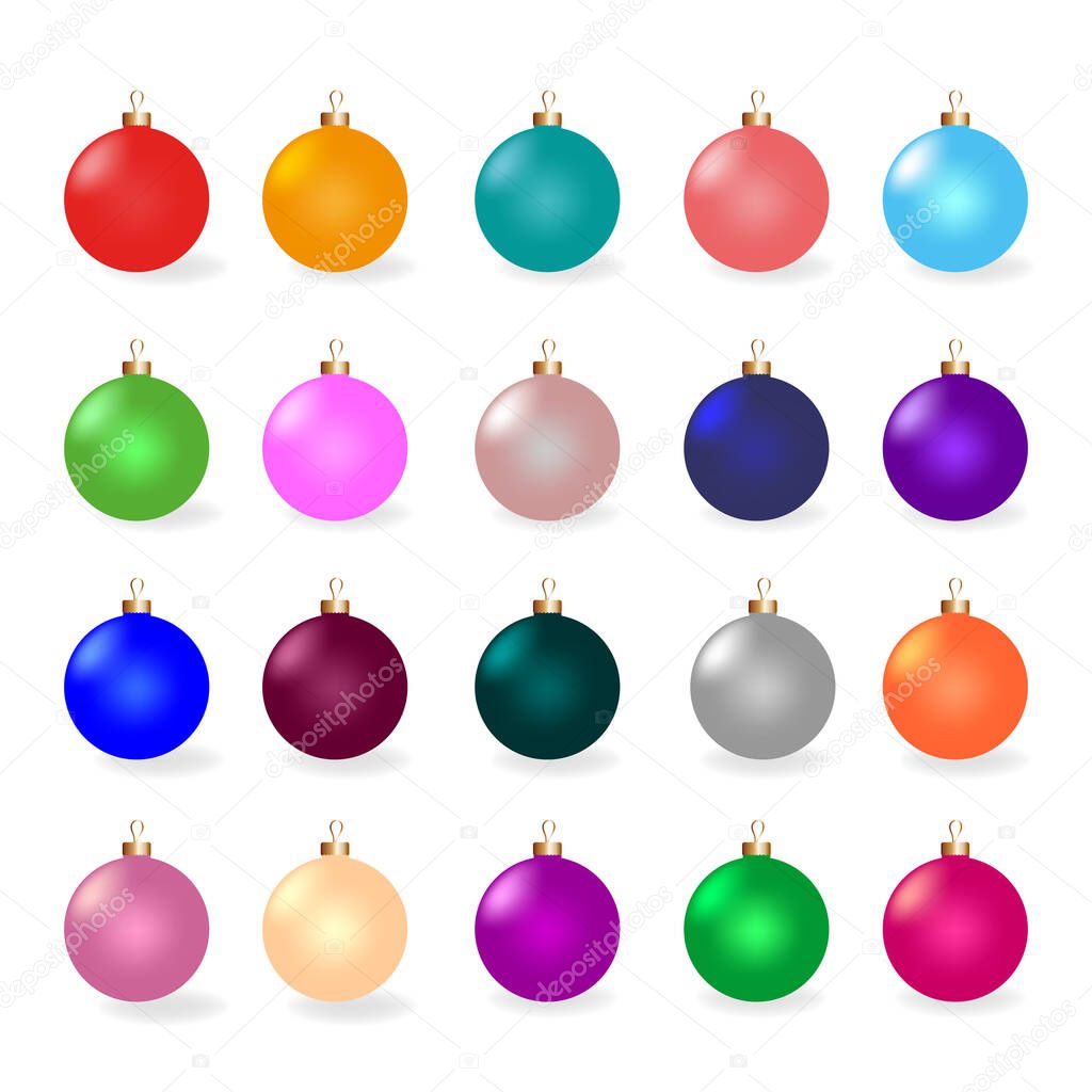 Collection of balls Christmas decoration. Vector illustration