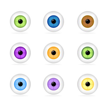 set of realistic human eyes isolated on white background