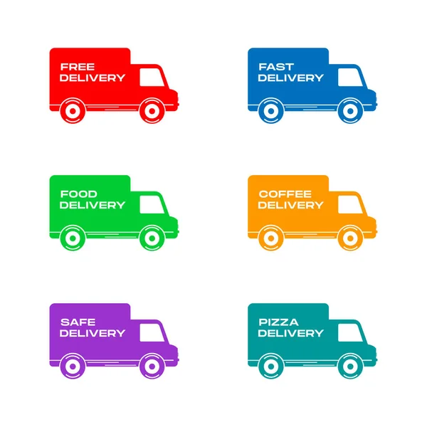 Delivery Car Shipping Vector Icons Set — Stock Vector