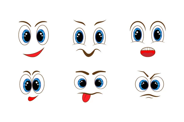 Expresión Facial Establecida Ilustración Vectorial Emoticonos Dibujos Animados — Archivo Imágenes Vectoriales