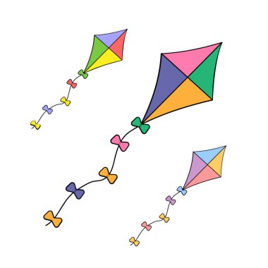 Beyaz arka plan illüstrasyon renkli uçurtma