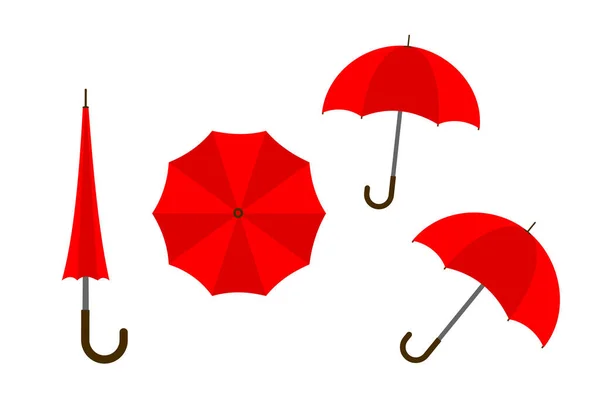 Red Blank Classic Rain Umbrella Vector — Stockvektor