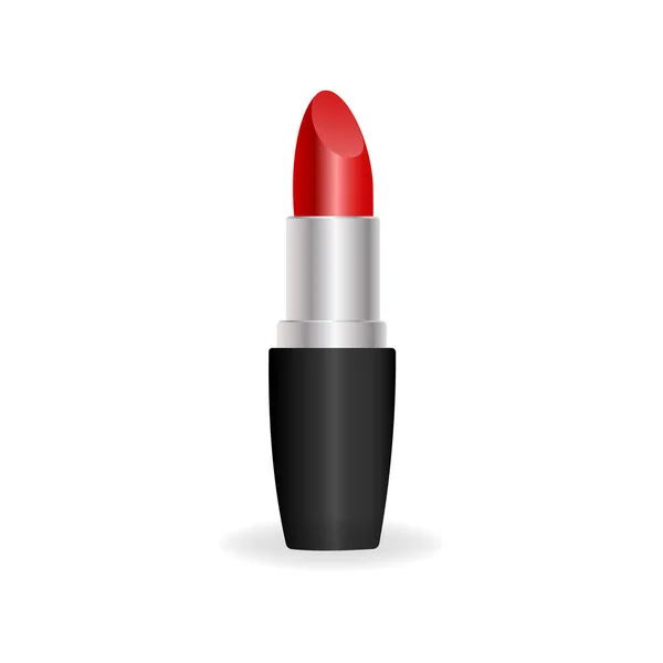 Shiny red lipstick isolated on clean white background with soft shadow