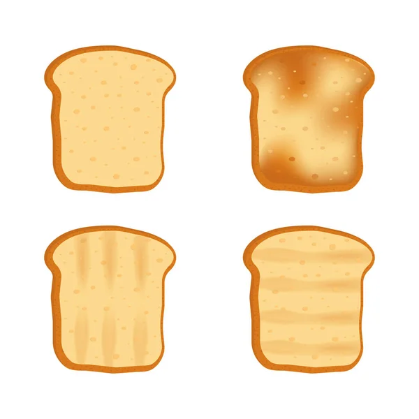 一组切片吐司面包在白色背景上隔离开来 — 图库矢量图片