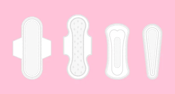 Set Various Sanitary Napkins Illustration Feminine Hygiene Medicine Menstruation — стоковый вектор