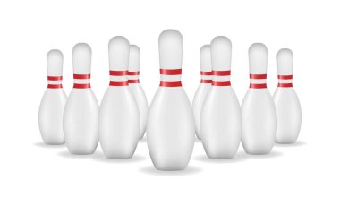 Group of bowling pins isolated on white background, vector