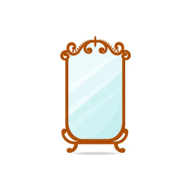 illustration of isolated cute vintage mirror on white background, vector
