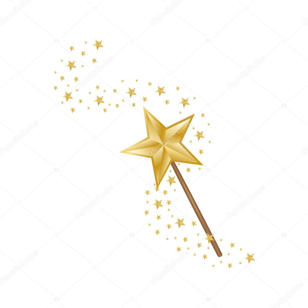 Magic wand with multicolored stars, vector