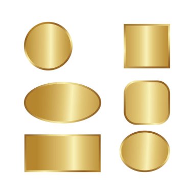 Boş çıkartmalar izole edilmiş, altın. Vektör illüstrasyonu