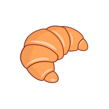 Kruvasan beyaz arka planda izole edilmiş. Güzel kruvasan, vektör çizimi