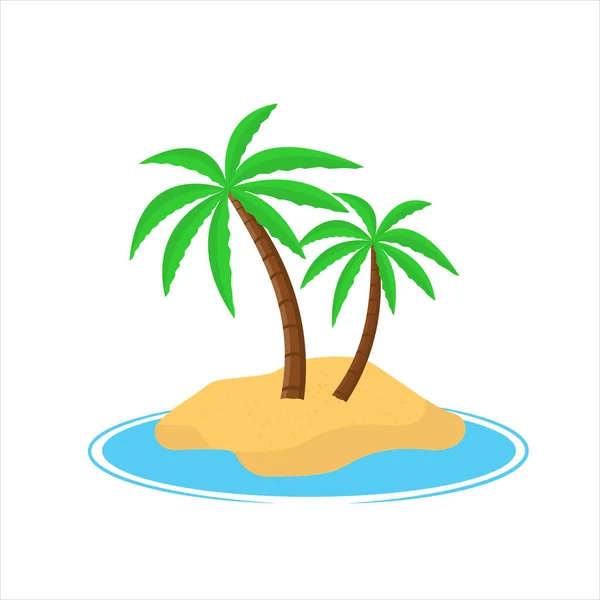 Ostrov Palmami Izolované Bílém Pozadí Letní Dovolená — Stockový vektor