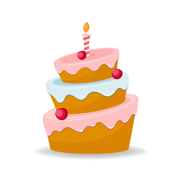 Torta Compleanno Con Candele Vettoriale Isolato Illustrazione — Vettoriale Stock