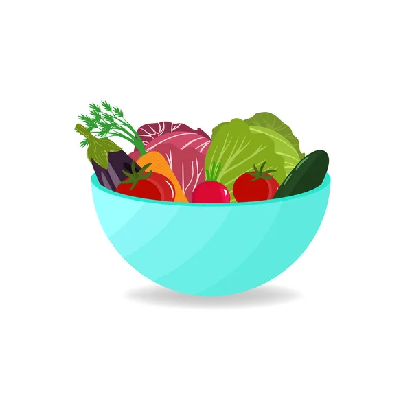 Vegan Végétarien Illustration Vectorielle Des Légumes Dans Une Assiette Concept — Image vectorielle