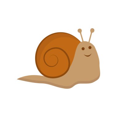 Tatlı salyangoz ikonu düz mü yoksa çizgi film tarzı mı? Beyaz arka planda izole edilmiş. Vektör illüstrasyonu