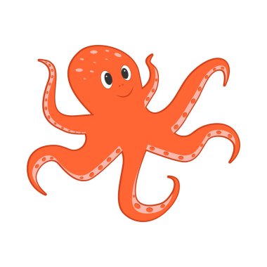 Beyaz arka planda şirin ahtapot karikatürü