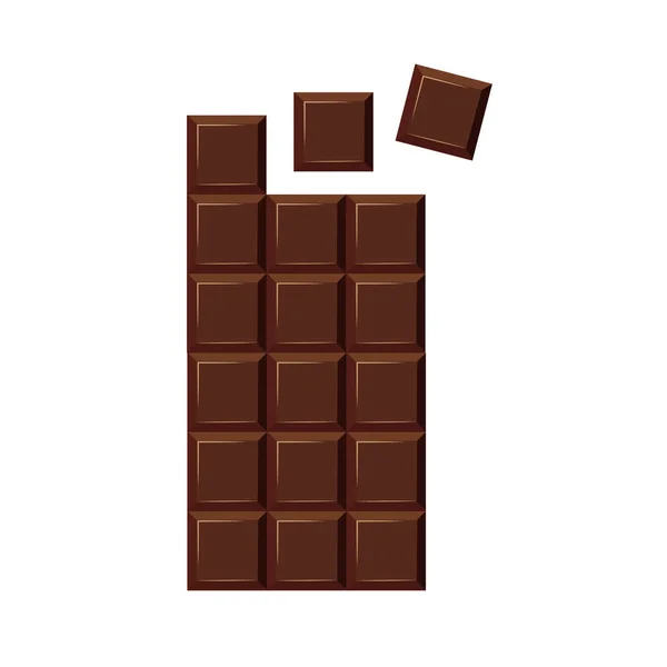 Barre Chocolat Isolée Sur Fond Blanc Vue Dessus Vecteur — Image vectorielle