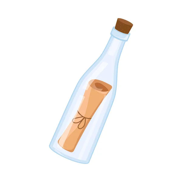 Vector Illustration Isolated Message Bottle — Stock Vector