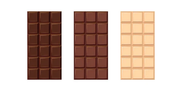 Chocolate Bar Blank Milk White Dark Vector Illustration Packaging Blank — Stock Vector
