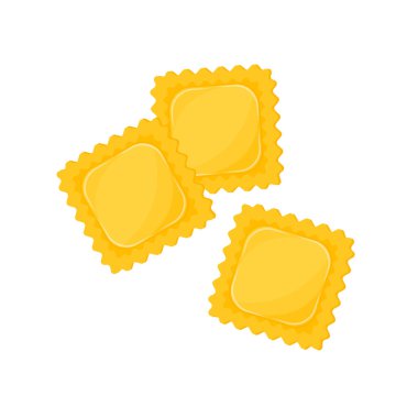 İtalyan mutfağı. Makarna mantısı. Vektör illüstrasyon çizgi film düz simgesi beyaz üzerinde izole