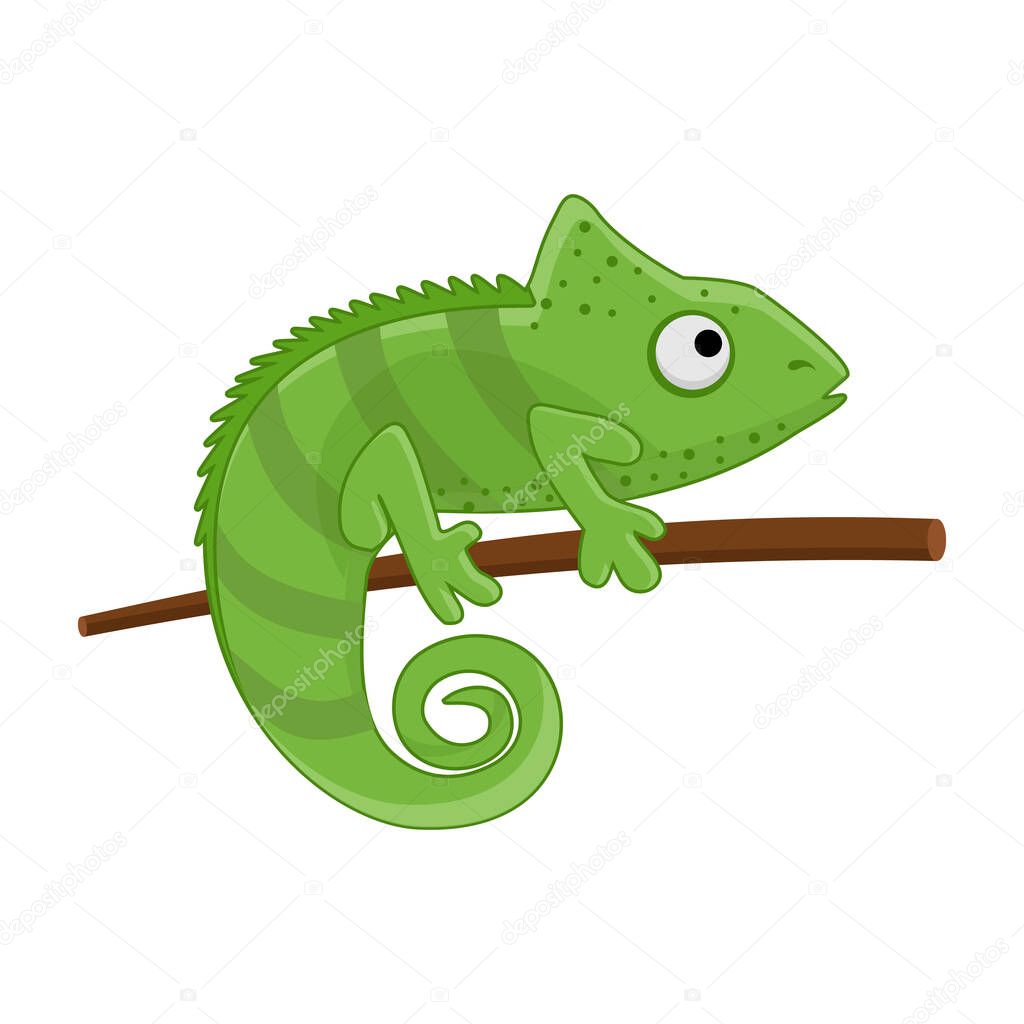 Chameleon cartoon vector art and illustration