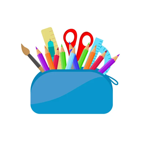 Bright school pencil case with the detection of school.