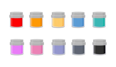 Boya, guaj, kavanoz, beyaz arkaplanda izole edilmiş boya, vektör