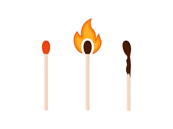 Vector Icono Partido Conjunto Coincidencia Imagen Fuego Fuego Quemado — Vector de stock