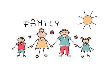 Tasarımınız için mutlu aile, kroki