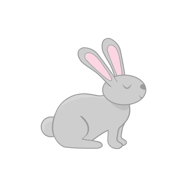 Funny Cute Gray Rabbit Smiling Vector —  Vetores de Stock