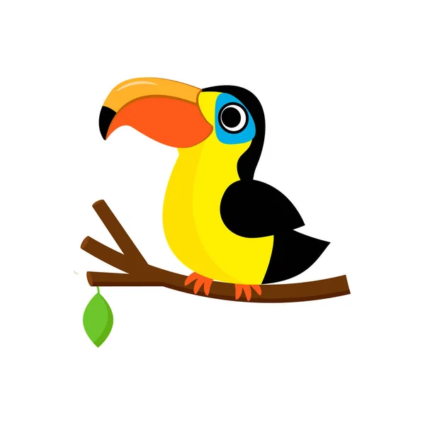 Cute Big Beak Cartoon Toucan Bird Vector Illustration — Stock vektor