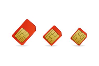 Sim kart vektör cep telefonu simgesi çipi. Simcard izole edildi