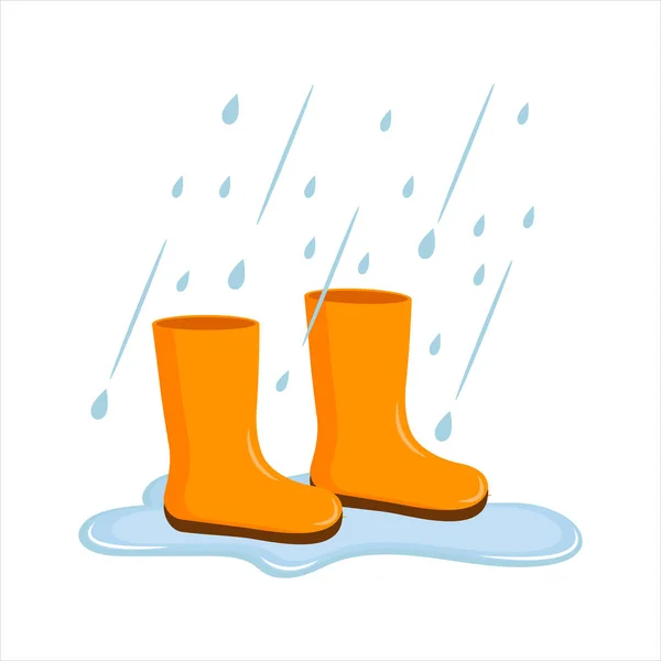 雨の中の水たまり 秋の天候の概念 白い背景に独立したベクトル図 — ストックベクタ