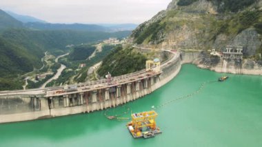 flight over the Inguri hydroelectric power station in Georgia