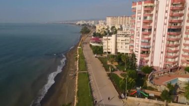 flight over the coastline of the mediterranean sea Turkey Mersin