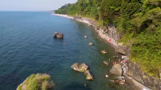 Lot nad dziką plażą Tsikhisdziri Georgia — Wideo stockowe