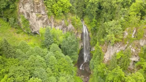 Drone Disparo Cascada Merisi Drone Vuela Sobre Cascada Bosque Georgia — Vídeos de Stock