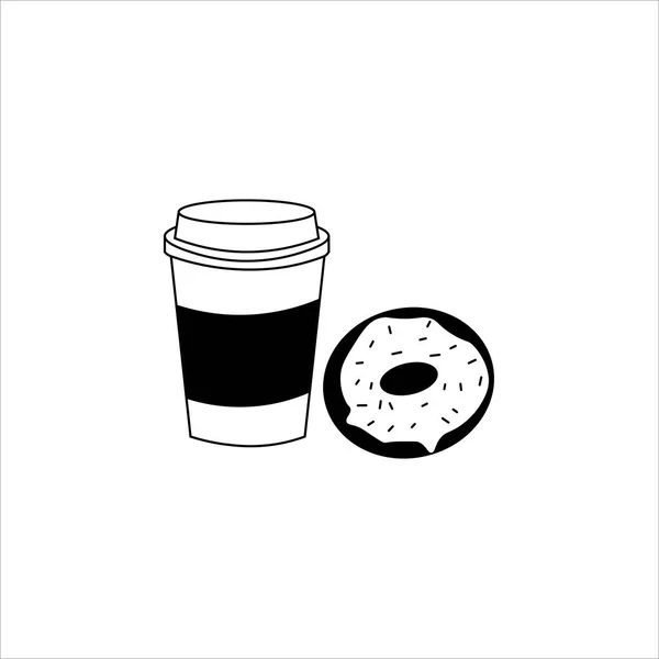 Кофе Пончики Икона Вектор Иллюстрация Eps Фаст Фуд — стоковый вектор