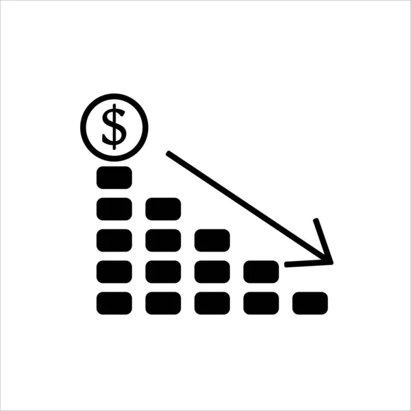 Queda Dólar Ícone Vetor Ilustração — Vetor de Stock