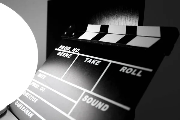 Clapperboard Para Filmagem Com Pipocas Você Sente Mais Como Cinema — Fotografia de Stock