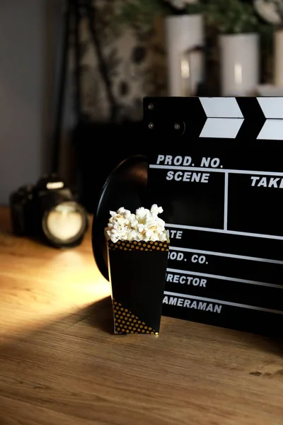 Clapperboard Film Shooting Popcorn You Feel More Going Cinema — Stock Photo, Image