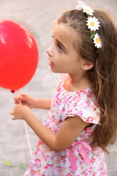 Pretty Girl Brown Hair Light Green Eyes Wearing Flowery Dress Royalty Free Stock Photos