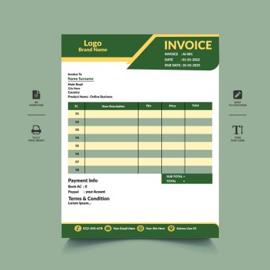 Yaratıcı ve Minimum Fatura Şablonu Tasarımı