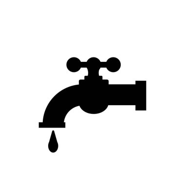 plumbing  linear tap shower icon and water droplet silhouette. Vector illustration.