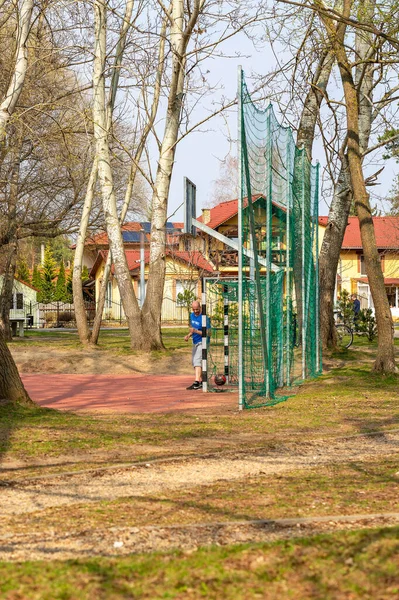 Nyiregyhaza Ungarn März 2019 Fußballplatz Öffentlichen Park Ball Nicht Tor — Stockfoto