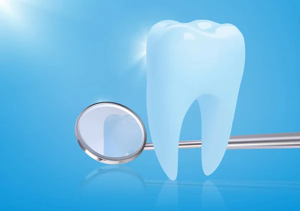 Specchio Dentista Dentista Sfondo Blu Illustrazione Vettoriale — Vettoriale Stock
