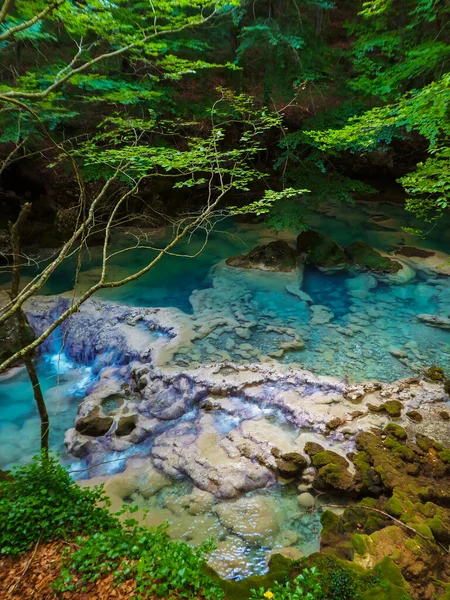 Fairy Tale Pond Crystalline Mesmerizing Water Forest Urederra River — Stock Fotó